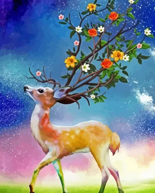 Fantasy Floral Antlers 5D Diamond Painting