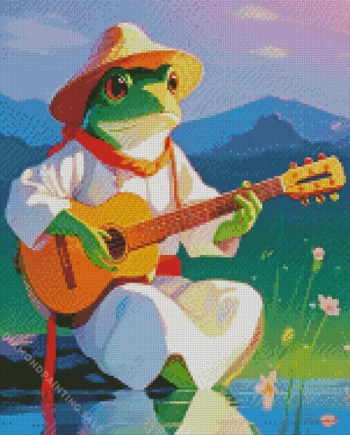 Frog Playing Guitar 5D Diamond Painting