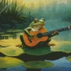 Frog Playing Guitar On Lily Pad 5D Diamond Painting