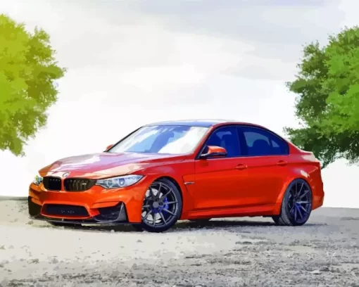 Orange BMW 3 Series 5D Diamond Painting