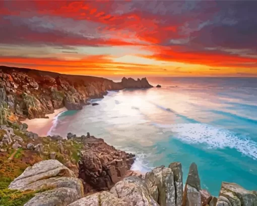 Porthcurno Beach 5D Diamond Painting