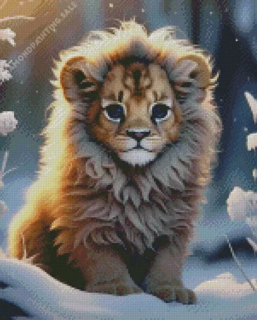 Snow Lion Cub 5D Diamond Painting