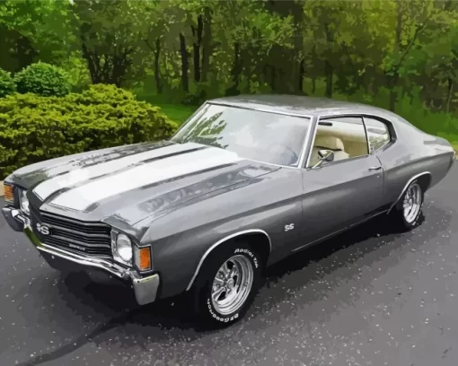 1970 Grey Chevelle Car 5D Diamond Painting