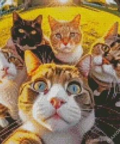 Aesthetic Group Cats Selfie 5D Diamond Painting