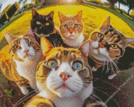 Aesthetic Group Cats Selfie 5D Diamond Painting