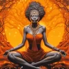 Afro Black Woman Meditating Art 5D Diamond Painting