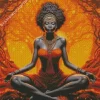 Afro Black Woman Meditating Art 5D Diamond Painting