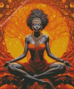 Afro Black Woman Meditating Art 5D Diamond Painting