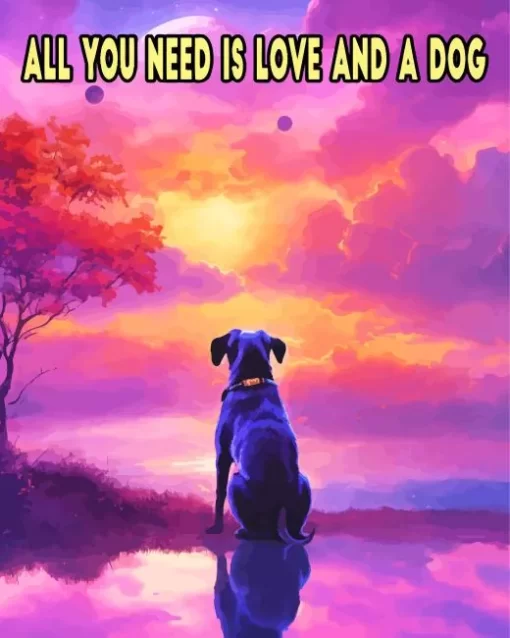 All You Need Is Love And A Dog Quote 5D Diamond Painting