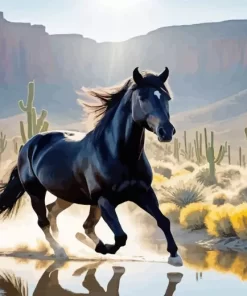 Black Western Horse 5D Diamond Painting