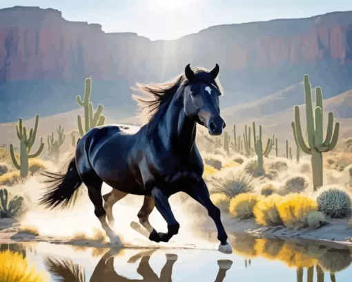 Black Western Horse 5D Diamond Painting