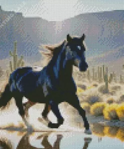 Black Western Horse 5D Diamond Painting