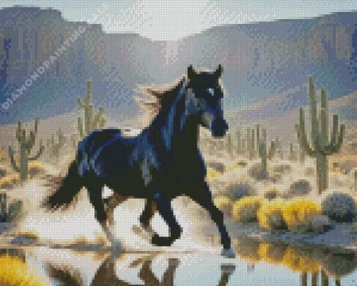 Black Western Horse 5D Diamond Painting