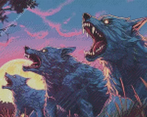 Illustration Black Werewolves 5D Diamond Painting