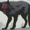 Red Eyes Black Wolf Art 5D Diamond Painting