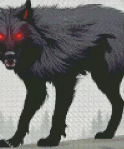 Red Eyes Black Wolf Art 5D Diamond Painting