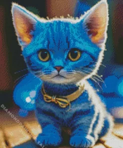 Adorable Baby Grey Cat With Blue Eyes 5D Diamond Painting