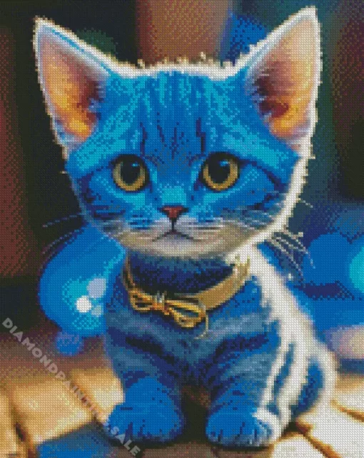 Adorable Baby Grey Cat With Blue Eyes 5D Diamond Painting