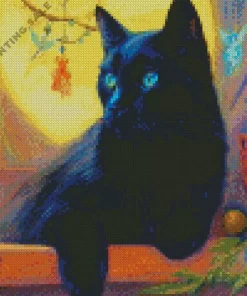 Aesthetic Black Cat With Blue Eyes 5D Diamond Painting