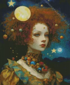 Aesthetic Face With Planets 5D Diamond Painting