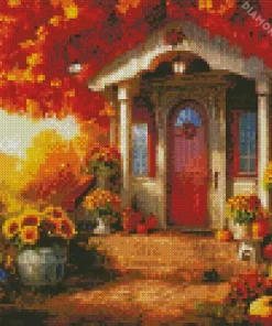 Aesthetic Farmhouse Front Porch Flowers 5D Diamond Painting