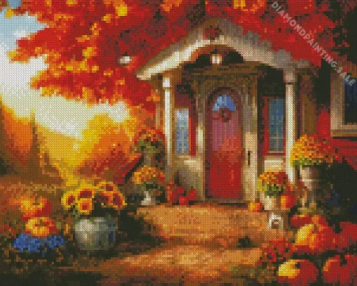 Aesthetic Farmhouse Front Porch Flowers 5D Diamond Painting