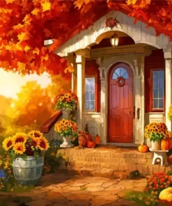 Aesthetic Farmhouse Front Porch Flowers 5D Diamond Painting