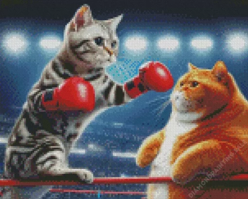 Aesthetic Fat Cat vs Fit Cat 5D Diamond Painting