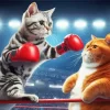 Aesthetic Fat Cat vs Fit Cat 5D Diamond Painting