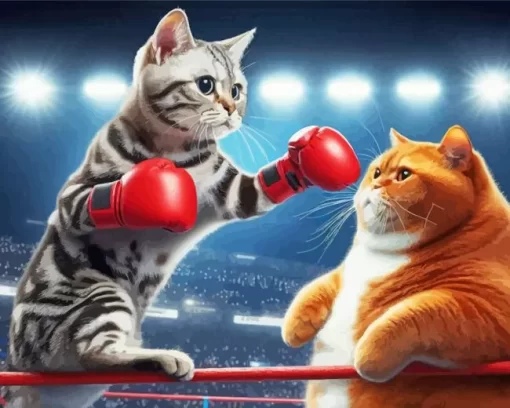 Aesthetic Fat Cat vs Fit Cat 5D Diamond Painting