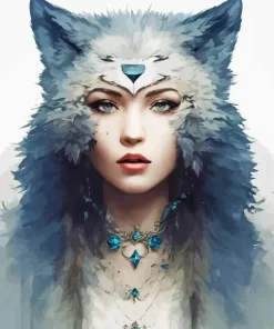 Aesthetic Female Warewolf Art 5D Diamond Painting