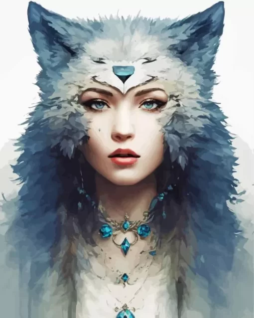 Aesthetic Female Warewolf Art 5D Diamond Painting