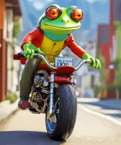 Aesthetic Frog And Motorcycle 5D Diamond Painting