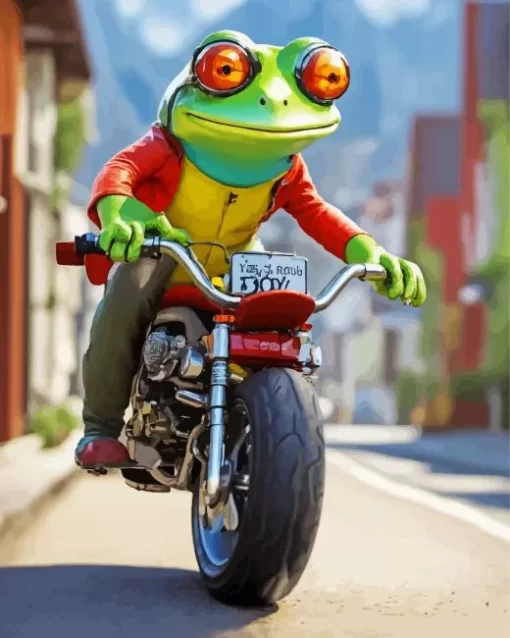 Aesthetic Frog And Motorcycle 5D Diamond Painting