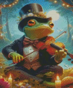 Aesthetic Frog Playing Violin 5D Diamond Painting