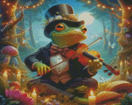 Aesthetic Frog Playing Violin 5D Diamond Painting