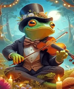 Aesthetic Frog Playing Violin 5D Diamond Painting