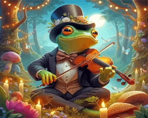 Aesthetic Frog Playing Violin 5D Diamond Painting