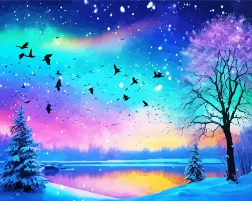 Aesthetic Frozen Lake Art 5D Diamond Painting