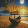 Aesthetic Full Moon Beach 5D Diamond Painting