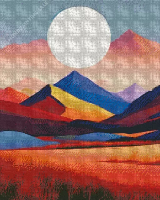 Aesthetic Full Moon Desert 5D Diamond Painting