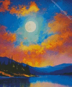 Aesthetic Full Moon Landscape Art 5D Diamond Painting