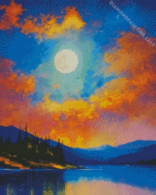 Aesthetic Full Moon Landscape Art 5D Diamond Painting