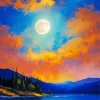 Aesthetic Full Moon Landscape Art 5D Diamond Painting