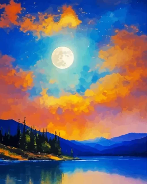 Aesthetic Full Moon Landscape Art 5D Diamond Painting