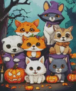 Aesthetic Fun Halloween Animals 5D Diamond Painting