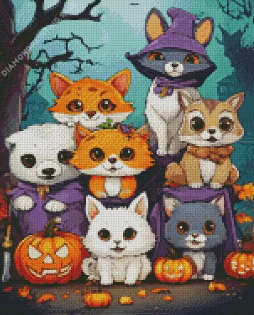 Aesthetic Fun Halloween Animals 5D Diamond Painting