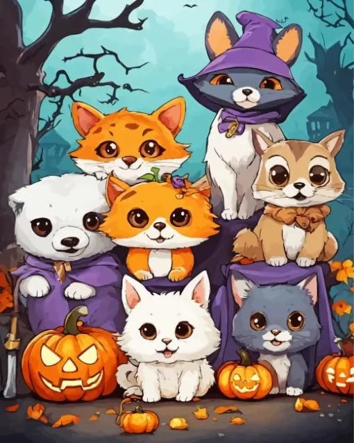 Aesthetic Fun Halloween Animals 5D Diamond Painting