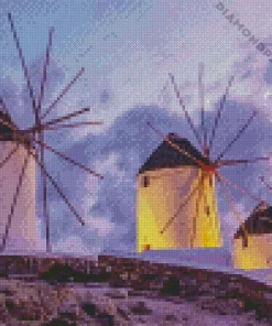 Aesthetic Greece Windmills 5D Diamond Painting