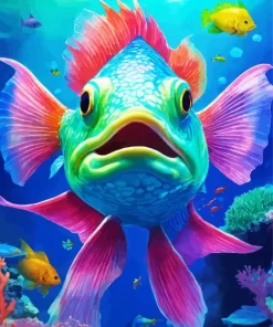 Aesthetic Green Colored Fish 5D Diamond Painting